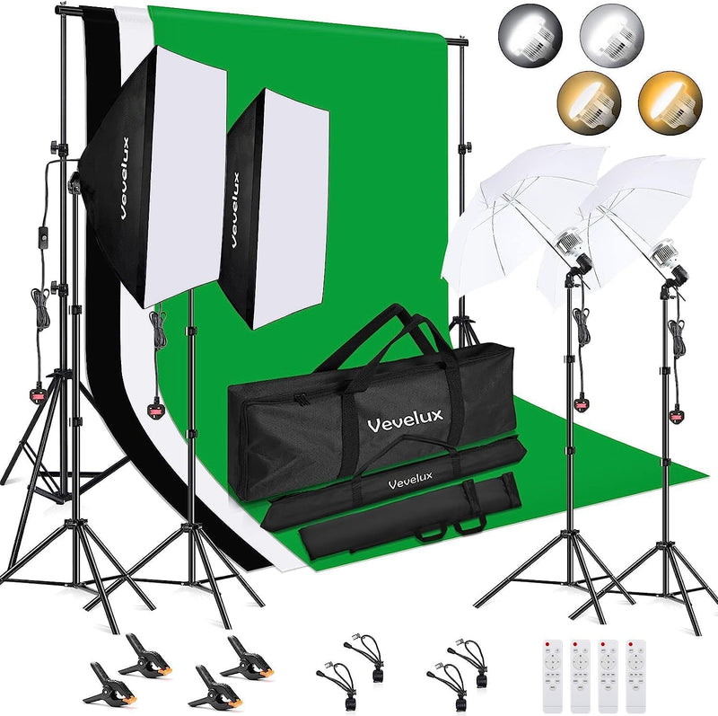 Photo Studio Lighting Kit with 2.6x3m 8.5x10FT Adjustable