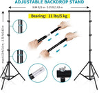 Photo Studio Lighting Kit with 2.6x3m 8.5x10FT Adjustable