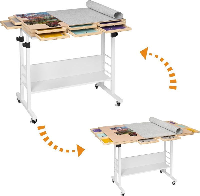 Piece Foldable Puzzle Board with Height Adjustment Jigsaw