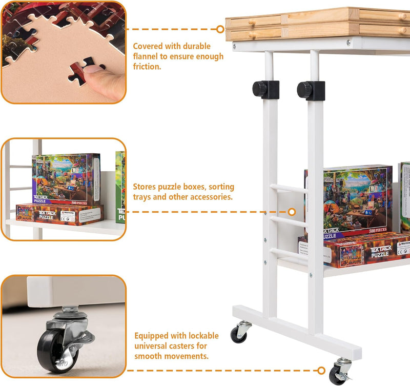 Piece Foldable Puzzle Board with Height Adjustment Jigsaw