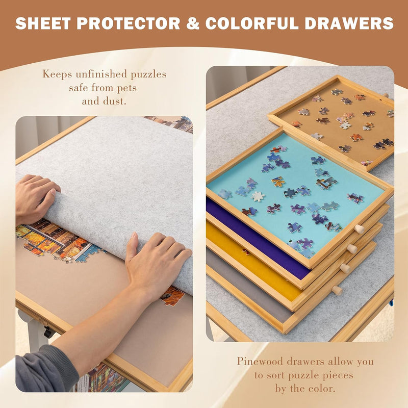 Pieces Jigsaw Table Tilting Puzzle Easel with Angle