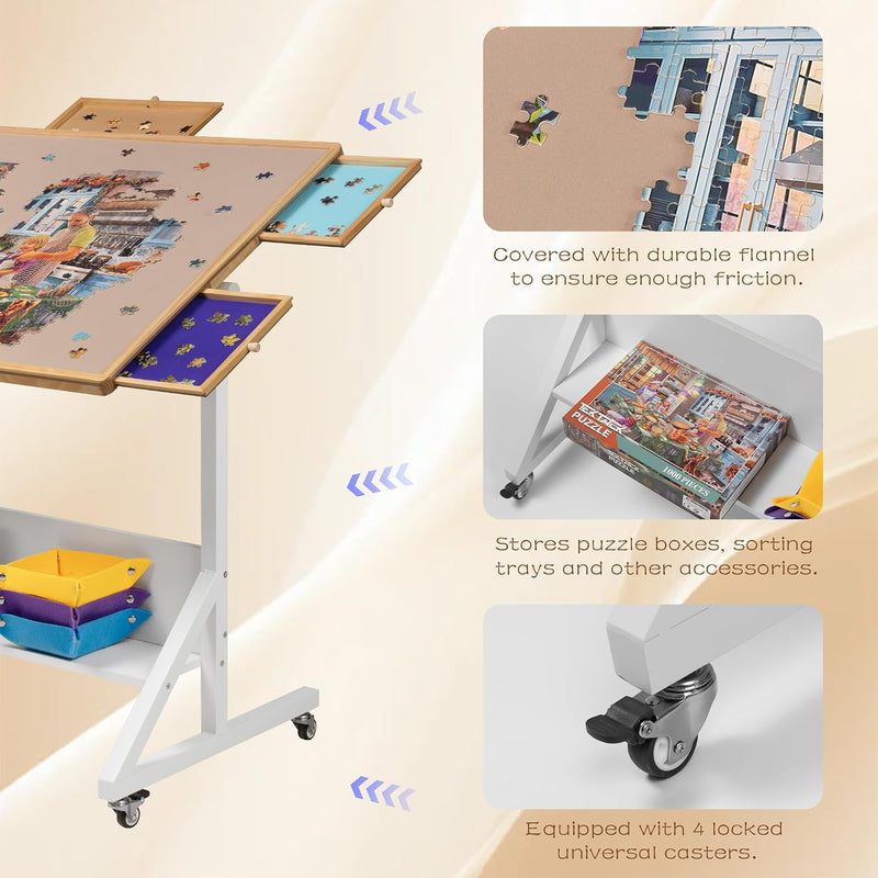 Pieces Jigsaw Table Tilting Puzzle Easel with Angle