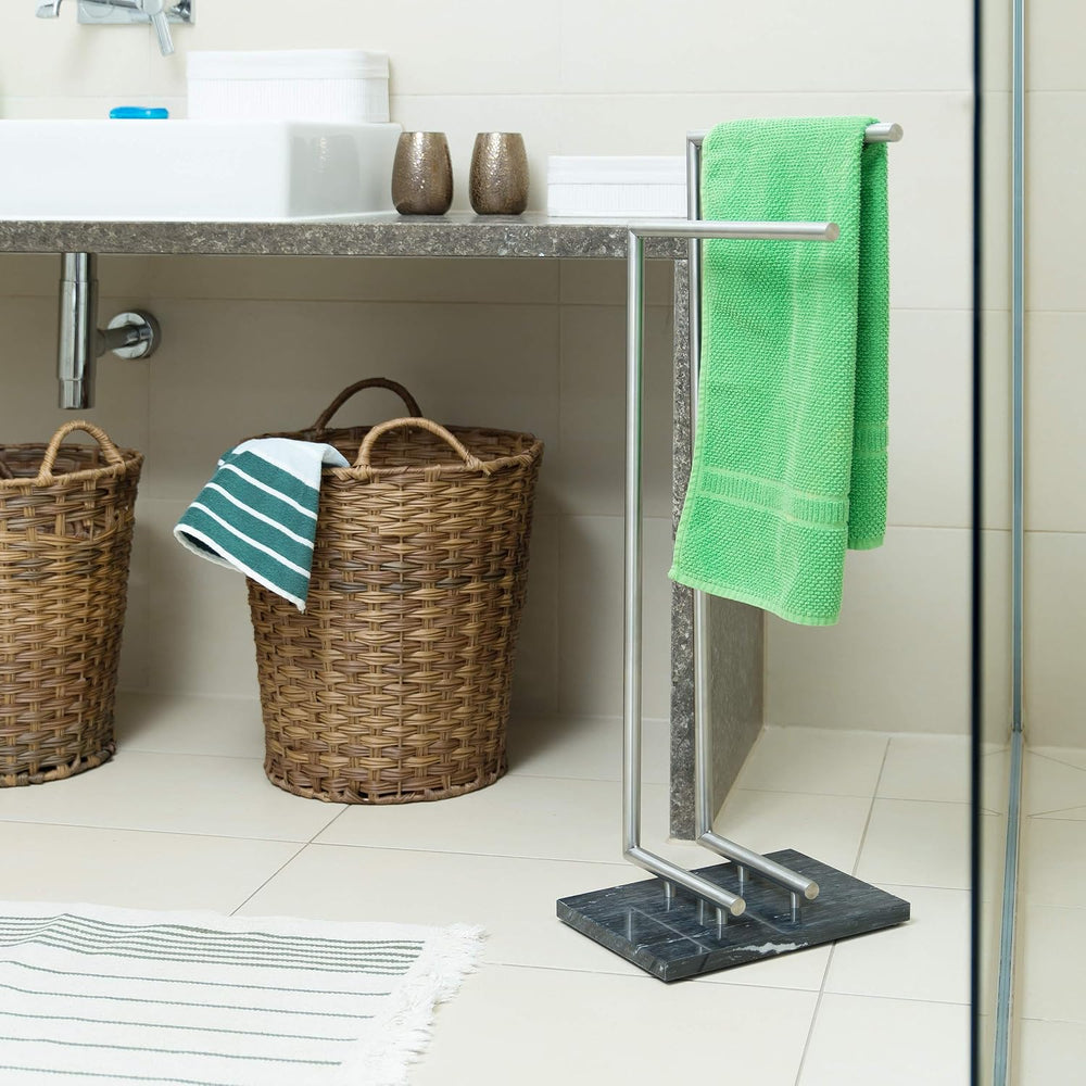 Pierre Towel Holder Freestanding Rail Marble Base