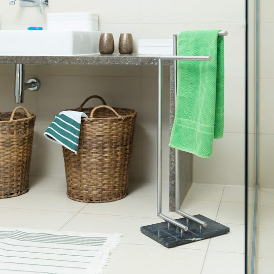 Pierre Towel Holder Freestanding Rail Marble Base