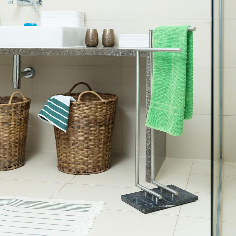 Pierre Towel Holder Freestanding Rail Marble Base