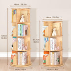 Pine Wood 4 Tier Rotating Bookshelf Tower