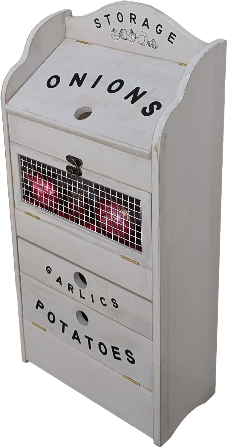 Pine Wood Veggie Bin for Potato Onion