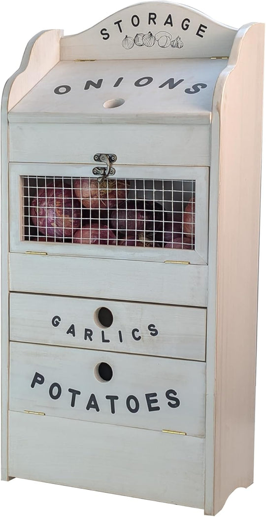 Pine Wood Veggie Bin for Potato Onion