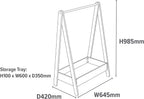 Pine Wooden Kids Dressing Rail Unit MDF 98.5CM