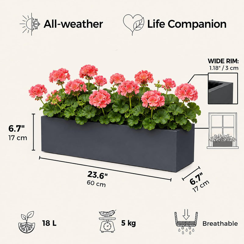 Plant Pots Window Box Planter Reinforced Stone