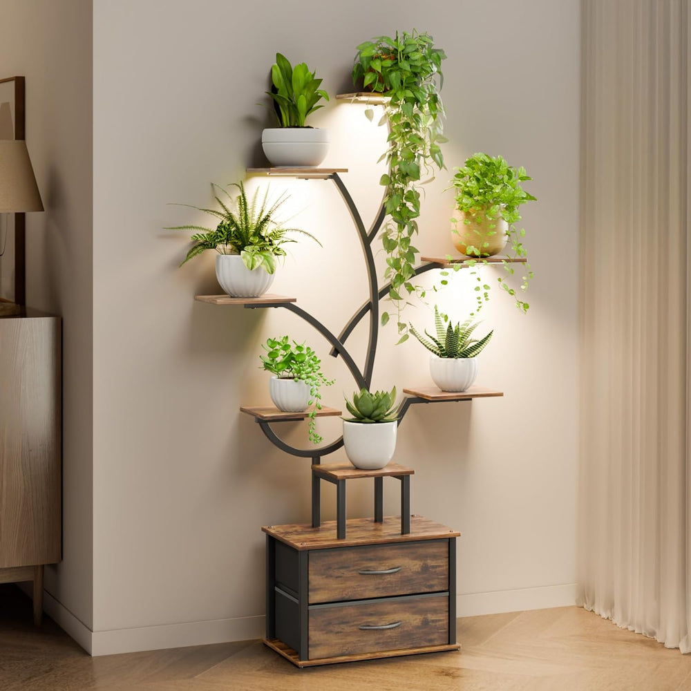 Plant Stand Indoor 9-Tier 160CM 2 Storage Drawers