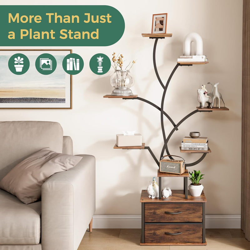 Plant Stand Indoor 9-Tier 160CM 2 Storage Drawers