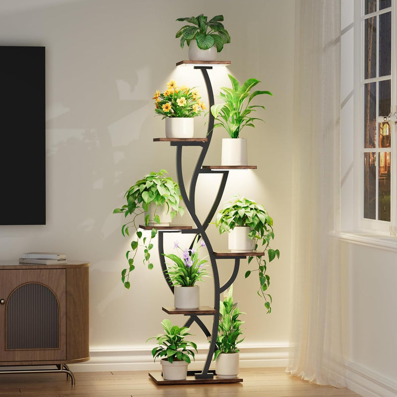 Plant Stand Indoor with Grow Lights 58" Corner