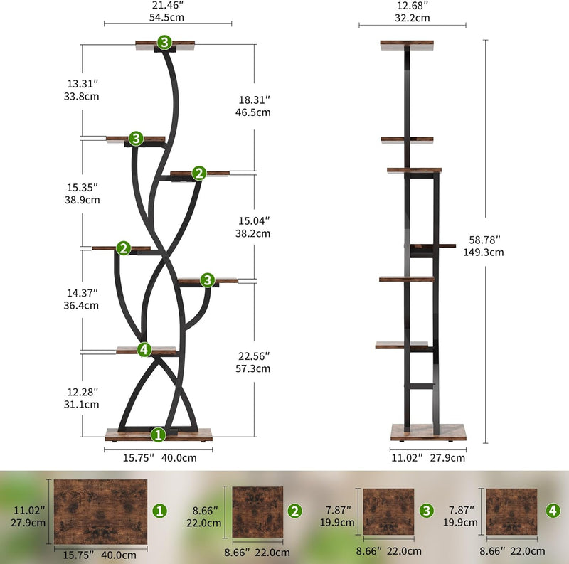 Plant Stand Indoor with Grow Lights 58" Corner