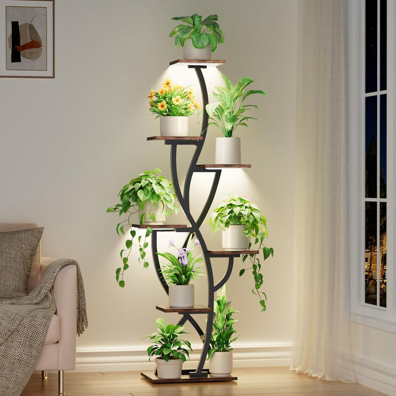 Plant Stand Indoor with Grow Lights 58" Corner