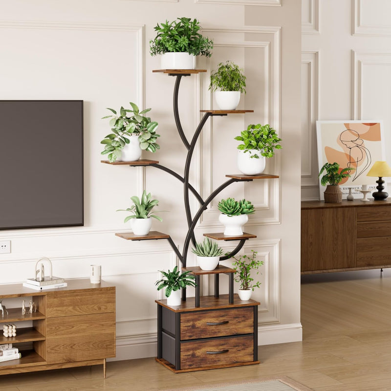 Plant Stand Indoor 9-Tier 160CM 2 Storage Drawers
