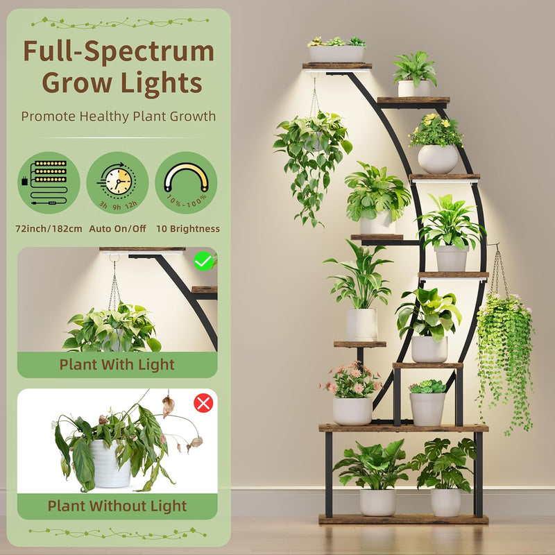 Plant Stand Indoor with Grow Lights 9 Tiered
