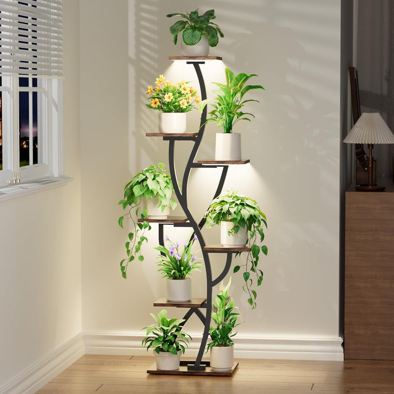 Plant Stand Indoor with Grow Lights 58" Corner