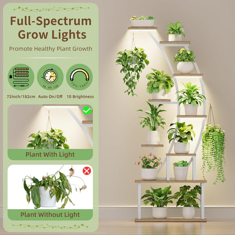Plant Stand Indoor with Grow Lights 9 Tiered