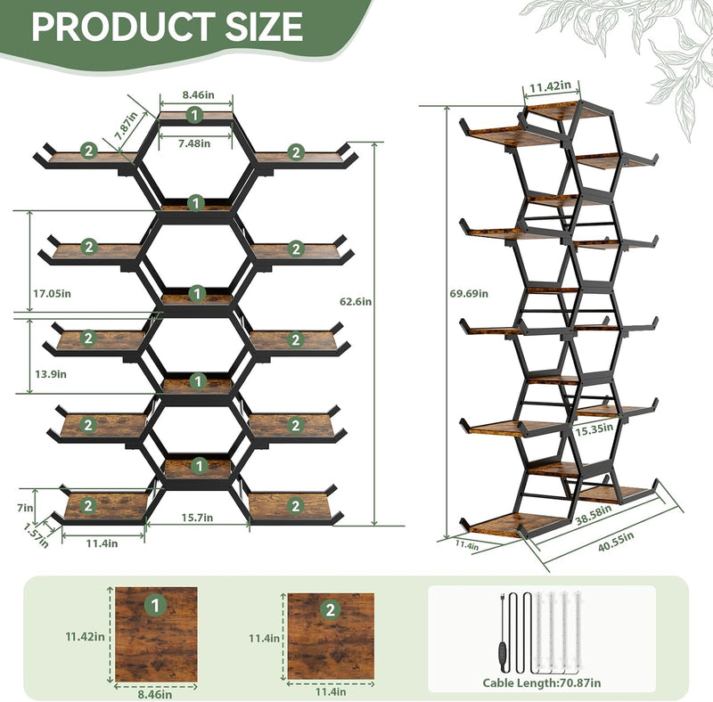 Plant Stand Indoor with Grow Lights 5 Tiered