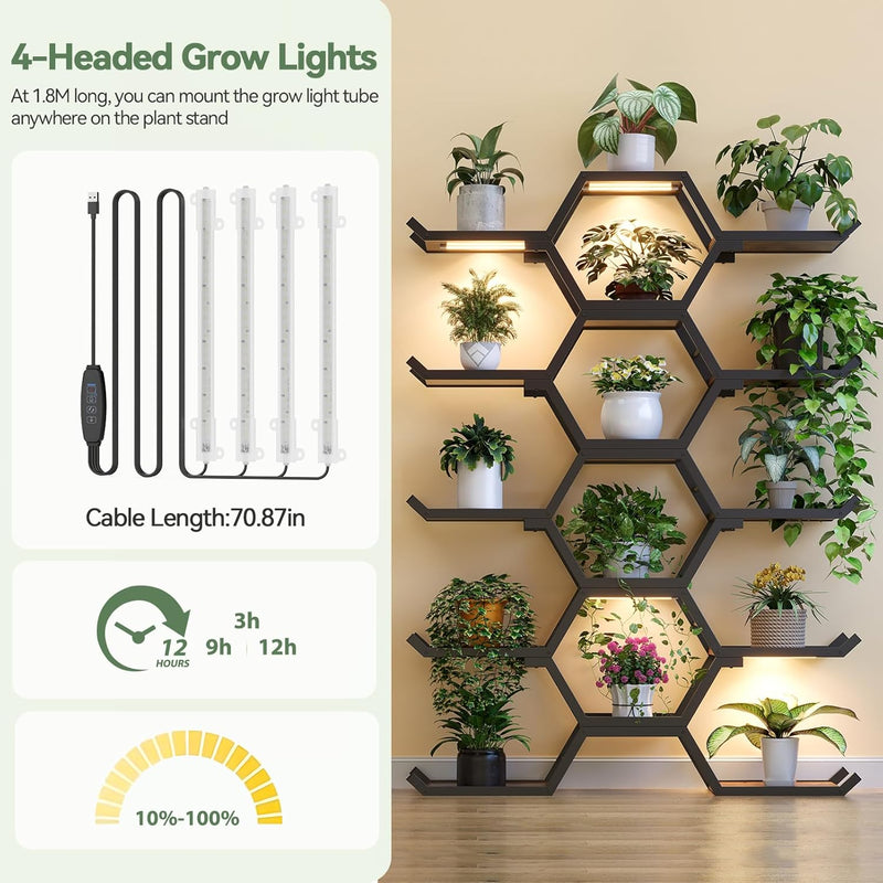 Plant Stand Indoor with Grow Lights 5 Tiered