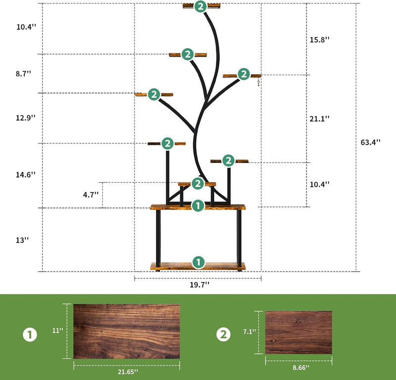 Plant Stand Indoor with Grow Lights 9-Tier Tall