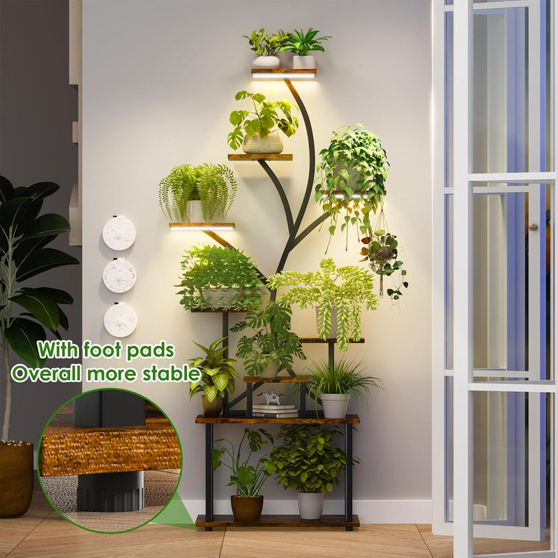Plant Stand Indoor with Grow Lights 9-Tier Tall
