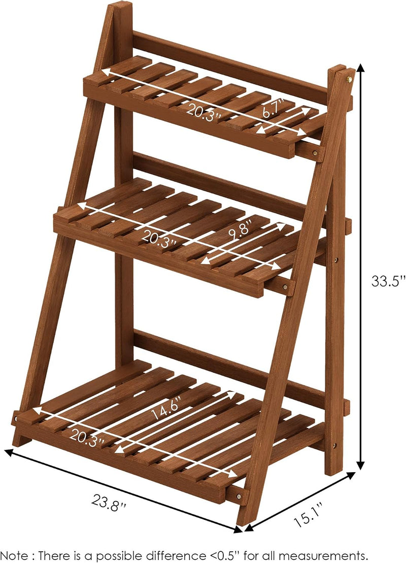 Plant Stand Outdoor 3-Tier Ladder Shelf Tiered