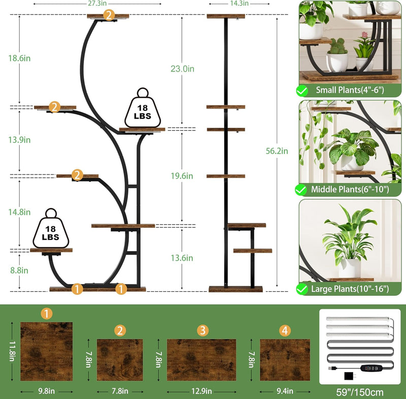 Plant Stand with Grow Lights 7 Tiered 57
