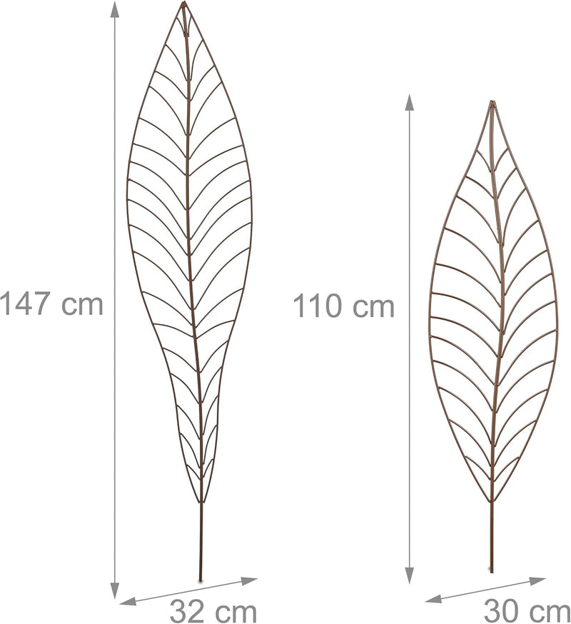Plant Support Garden Stakes with Leaf Design (Set of 2)