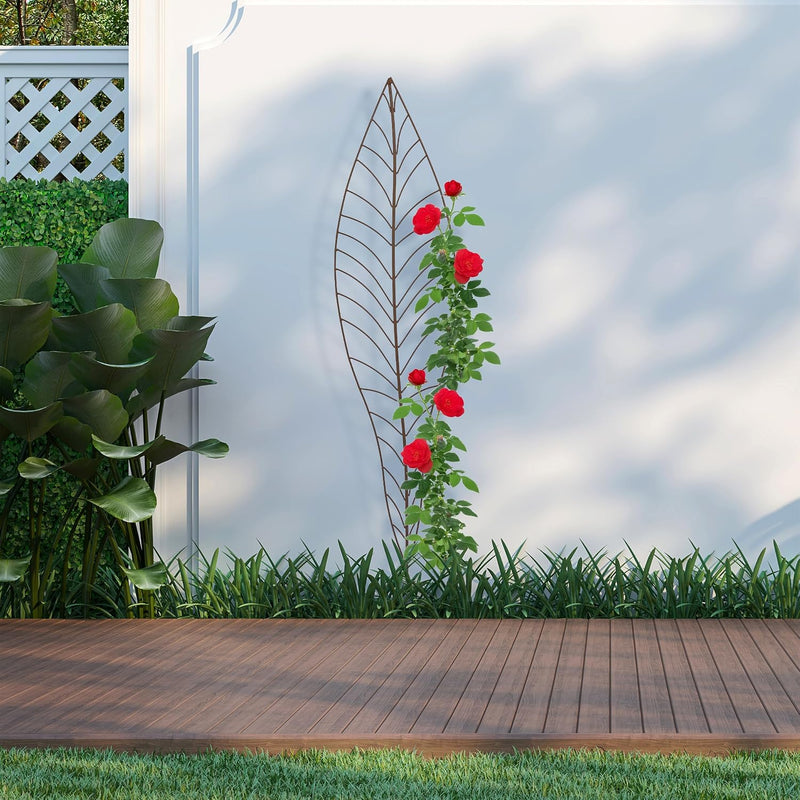 Plant Support Garden Stakes with Leaf Design (Set of 2)