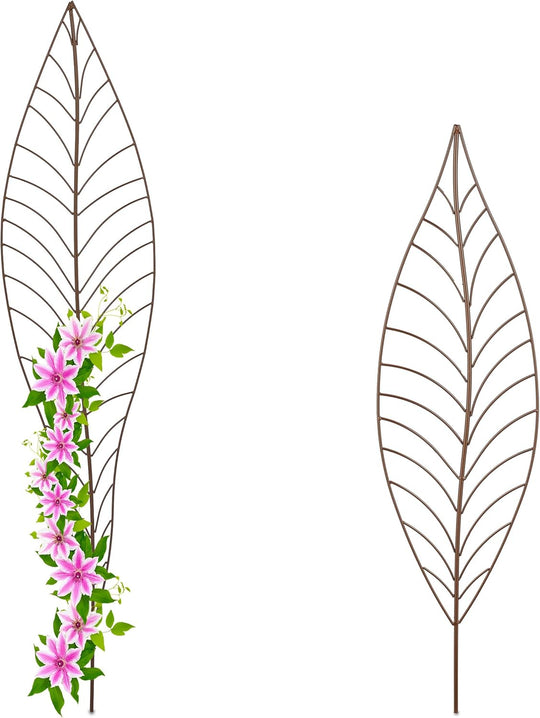 Plant Support Garden Stakes with Leaf Design Sizes (Set of 2)