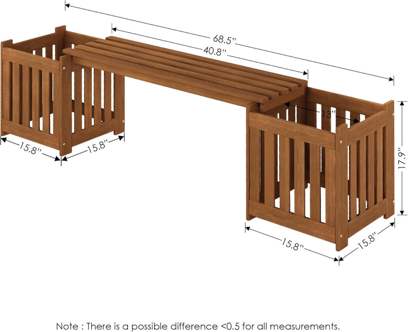 Planter Box in Teak Oil Wood Natural 182.12