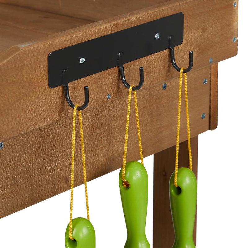 Planter Table with Wheels Repotting Stand Wooden Garden