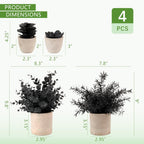 Plants Set 4 Small Fake Potted Eucalyptus Rosemary