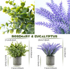 Plants Set 4 Small Fake Potted Eucalyptus Rosemary