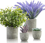 Plants Set 4 Small Fake Potted Eucalyptus Rosemary