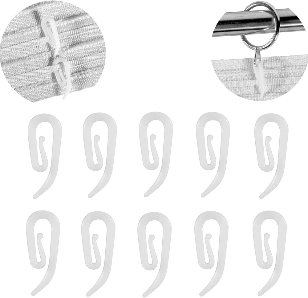 Plastic Curtain Hooks for Door Window Header Tape (100 Pack)