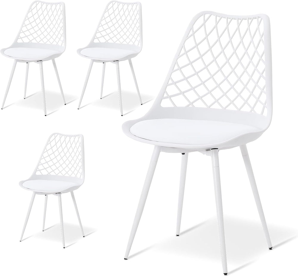 Plastic Dining Kitchen Chair with Padded Seat (Set of 4)