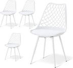 Plastic Dining Kitchen Chair with Padded Seat (Set of 4)
