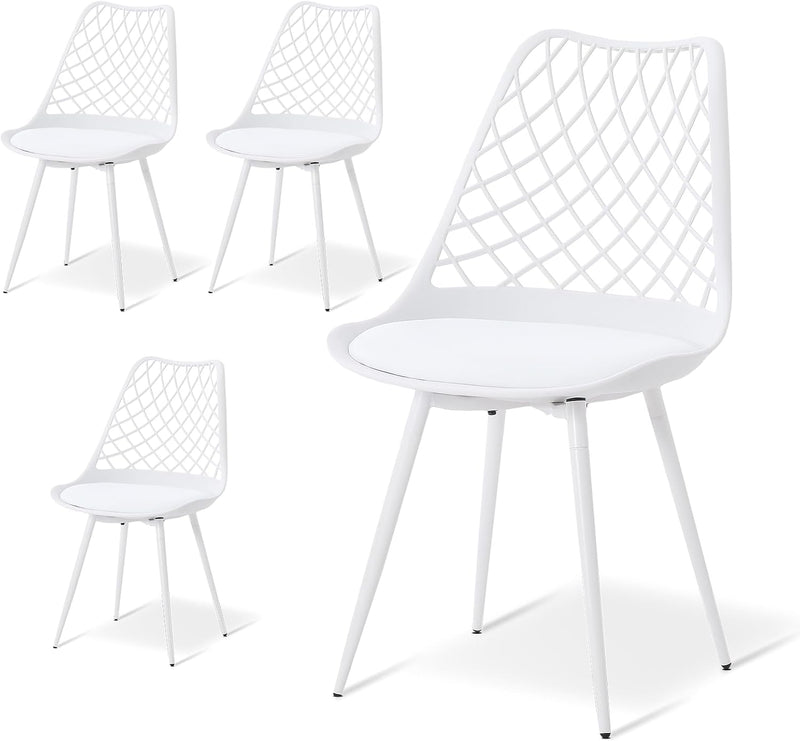 Plastic Dining Kitchen Chair with Padded Seat (Set of 4)
