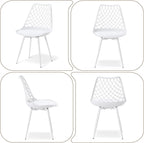 Plastic Dining Kitchen Chair with Padded Seat (Set of 4)