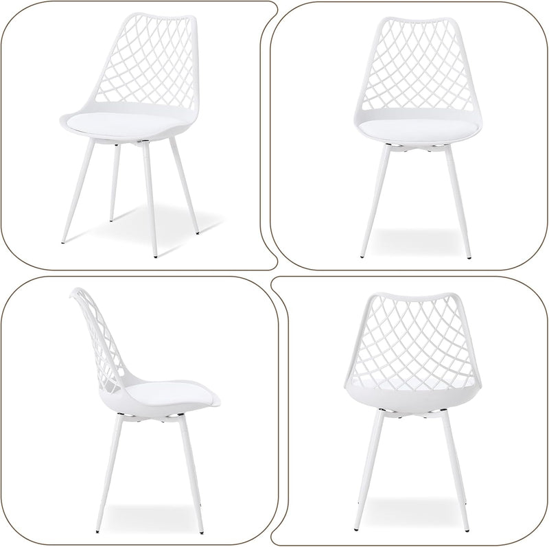 Plastic Dining Kitchen Chair with Padded Seat (Set of 4)