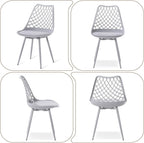 Plastic Dining Kitchen Chair with Padded Seat (Set of 4)
