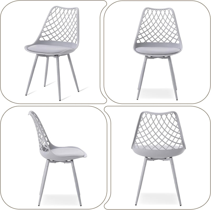 Plastic Dining Kitchen Chair with Padded Seat (Set of 4)