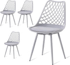 Plastic Dining Kitchen Chair with Padded Seat (Set of 4)