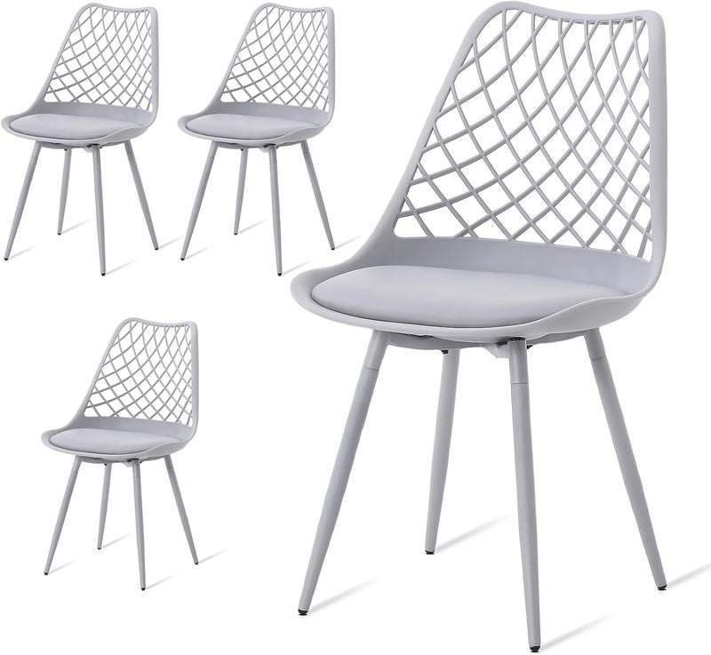 Plastic Dining Kitchen Chair with Padded Seat (Set of 4)