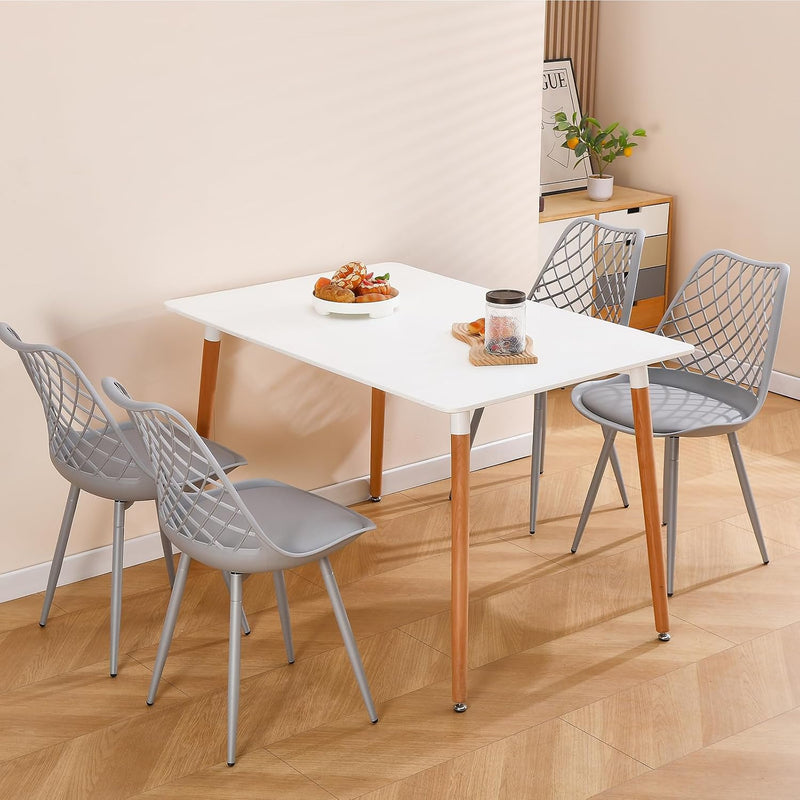 Plastic Dining Kitchen Chair with Padded Seat (Set of 4)