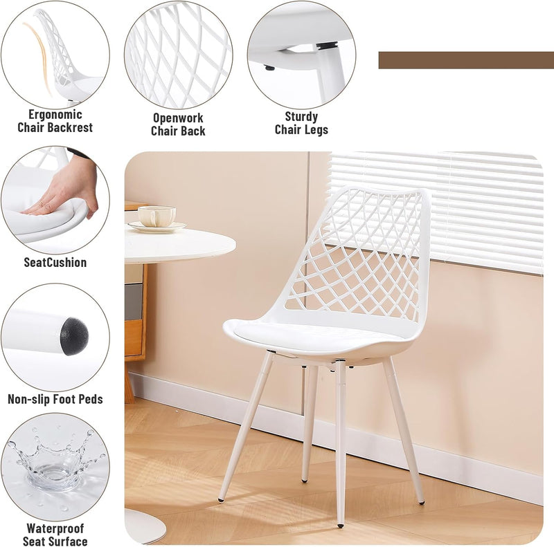 Plastic Dining Kitchen Chair with Padded Seat (Set of 4)