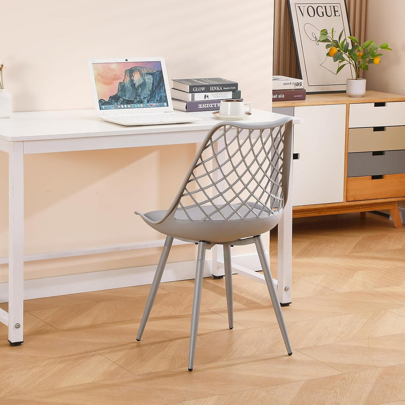 Plastic Dining Kitchen Chair with Padded Seat (Set of 4)